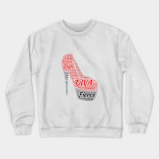 Red High Heel Diva Word Cloud Art Crewneck Sweatshirt